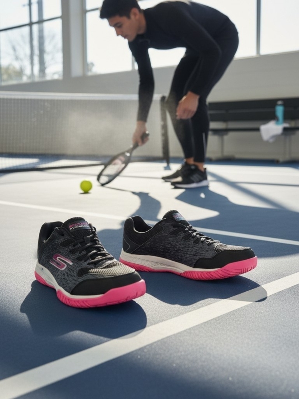 Skechers Viper Court Arch Fit Pickleball Shoes Black/Pink 172070 size 9.5